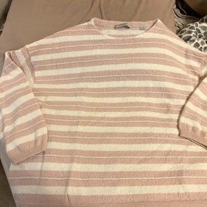 All Saints Pink & Off White Striped Sweater sz L